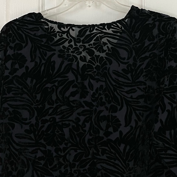 Laura Ashley Black Burn Out Velvet V Neck Tunic Blouse Top Boho Dark Romantic 8 - Picture 7 of 12